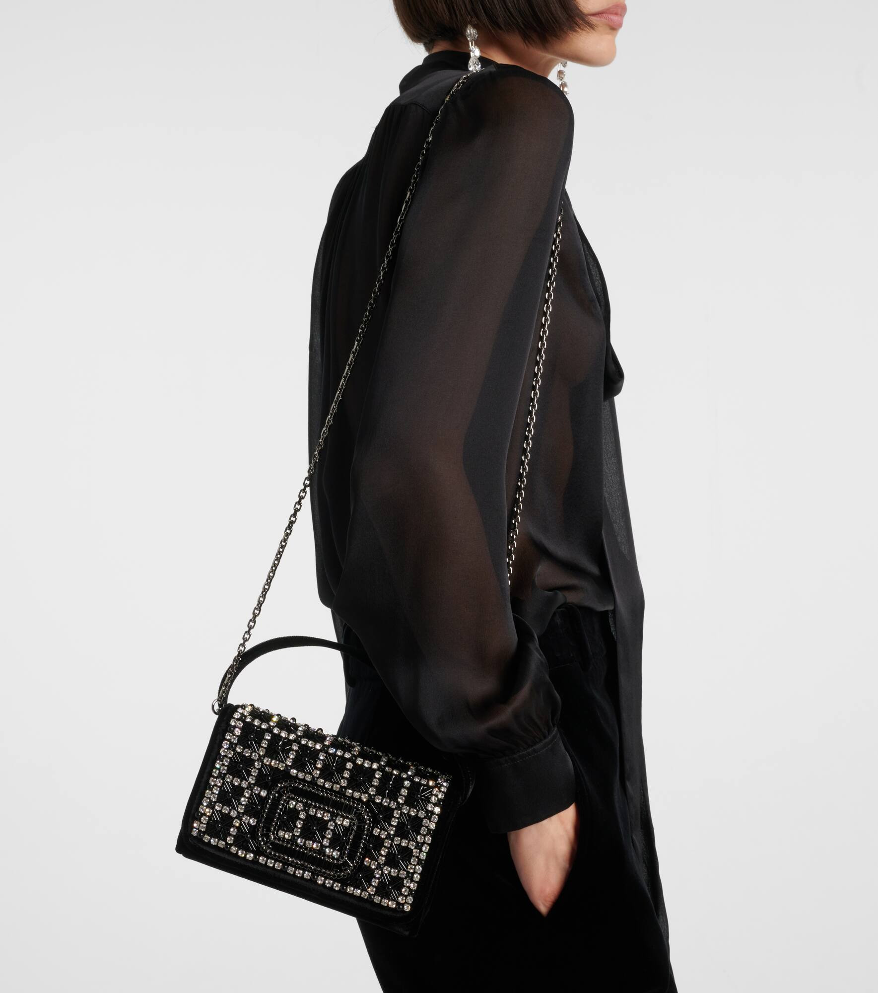 Pilgrim Micro embellished velvet clutch - 6