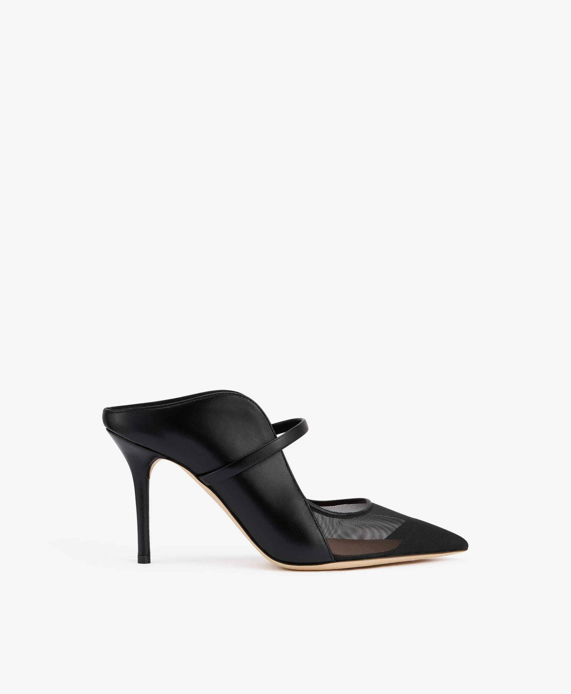 Maureen Arc 85 Black Leather Mules - 1
