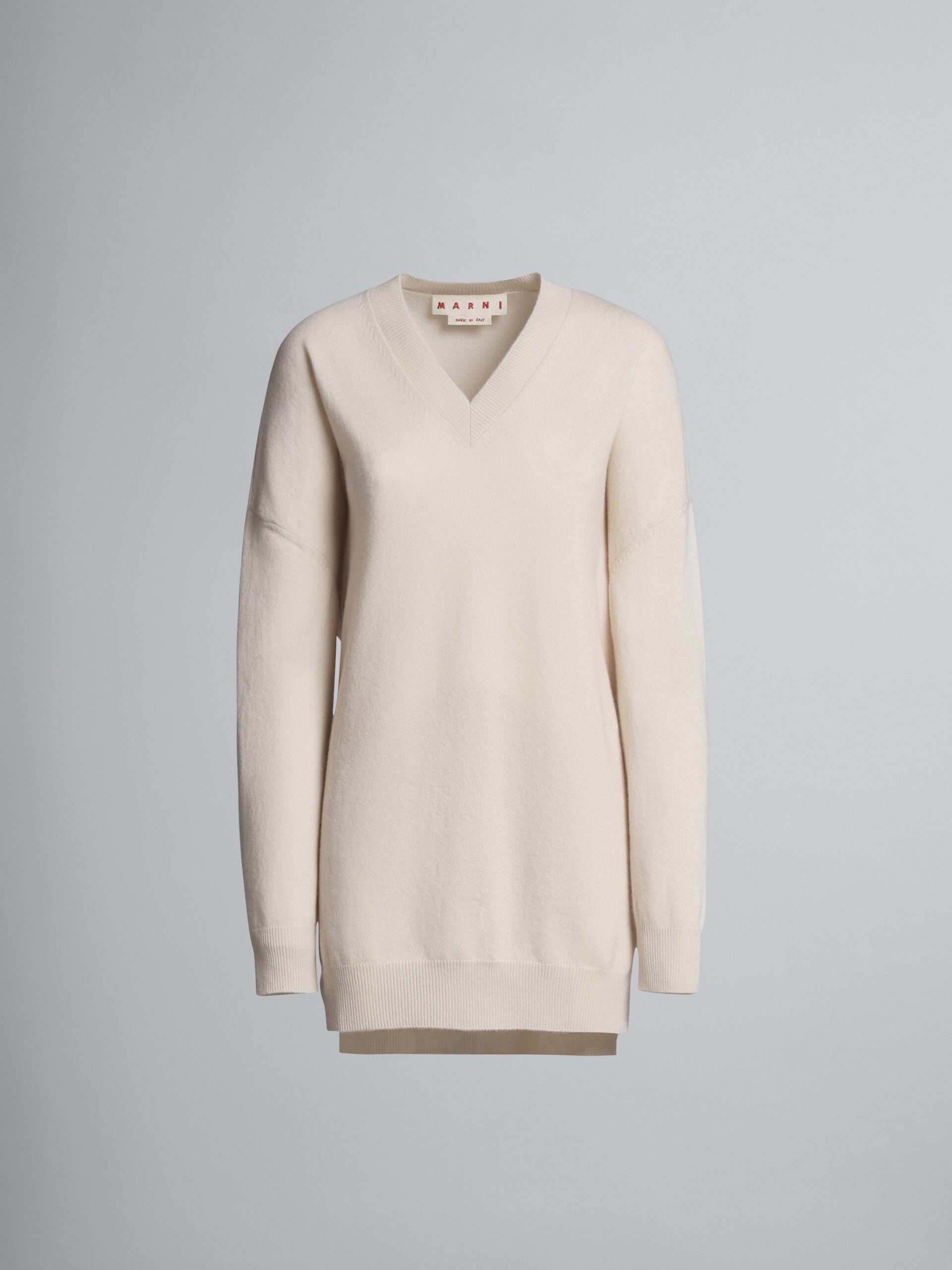 LOGO CASHMERE V-NECK LONG SWEATER - 1