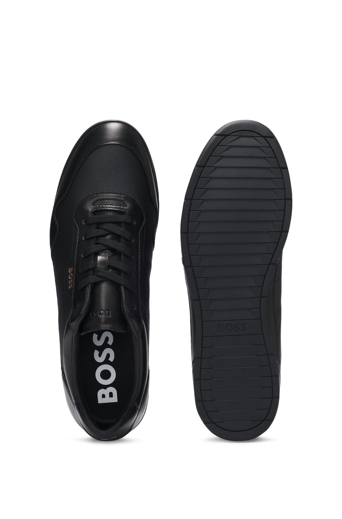 FAUX-LEATHER TRAINERS WITH GOLD-TONE BRANDING - 4