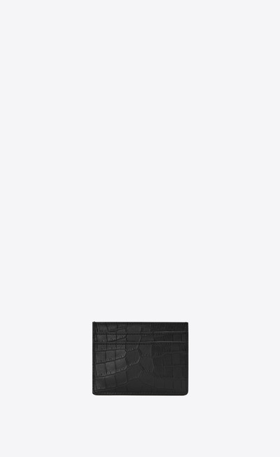 SAINT LAURENT tiny monogram card case in crocodile-embossed leather outlook