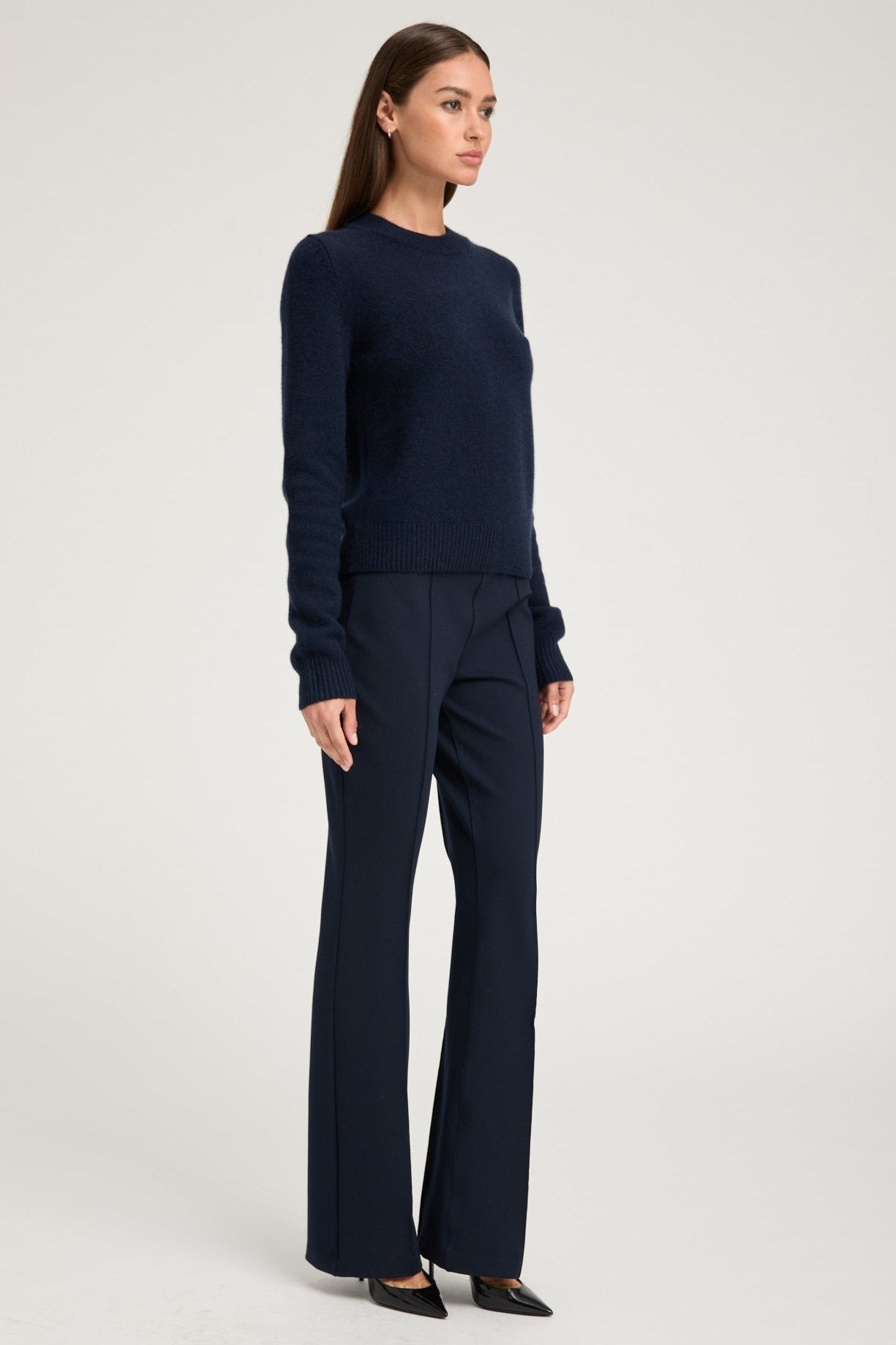 NAVY CASHMERE CREWNECK SWEATER - 2