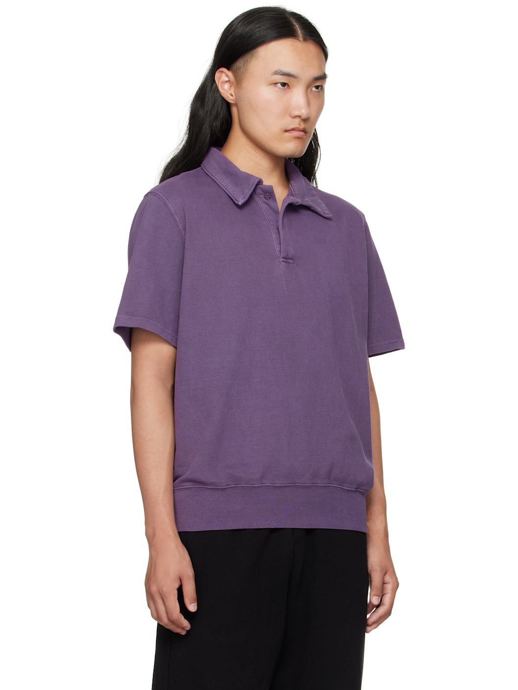 Purple Piqué S/S Banded Tennis Polo - 2