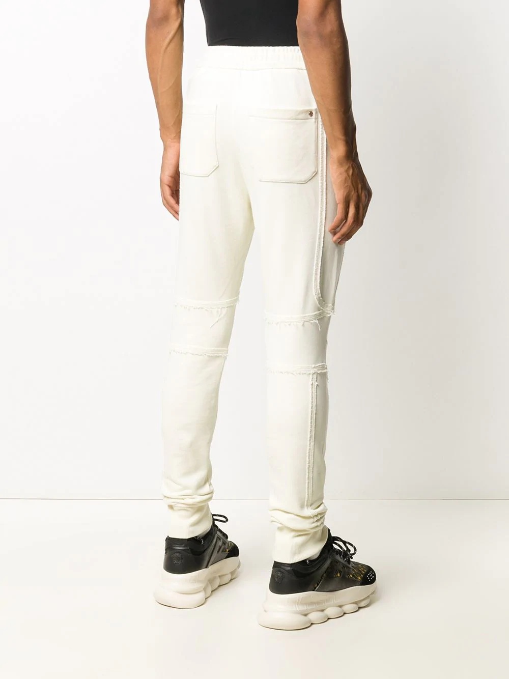 zipped slim-fit cotton trousers - 4