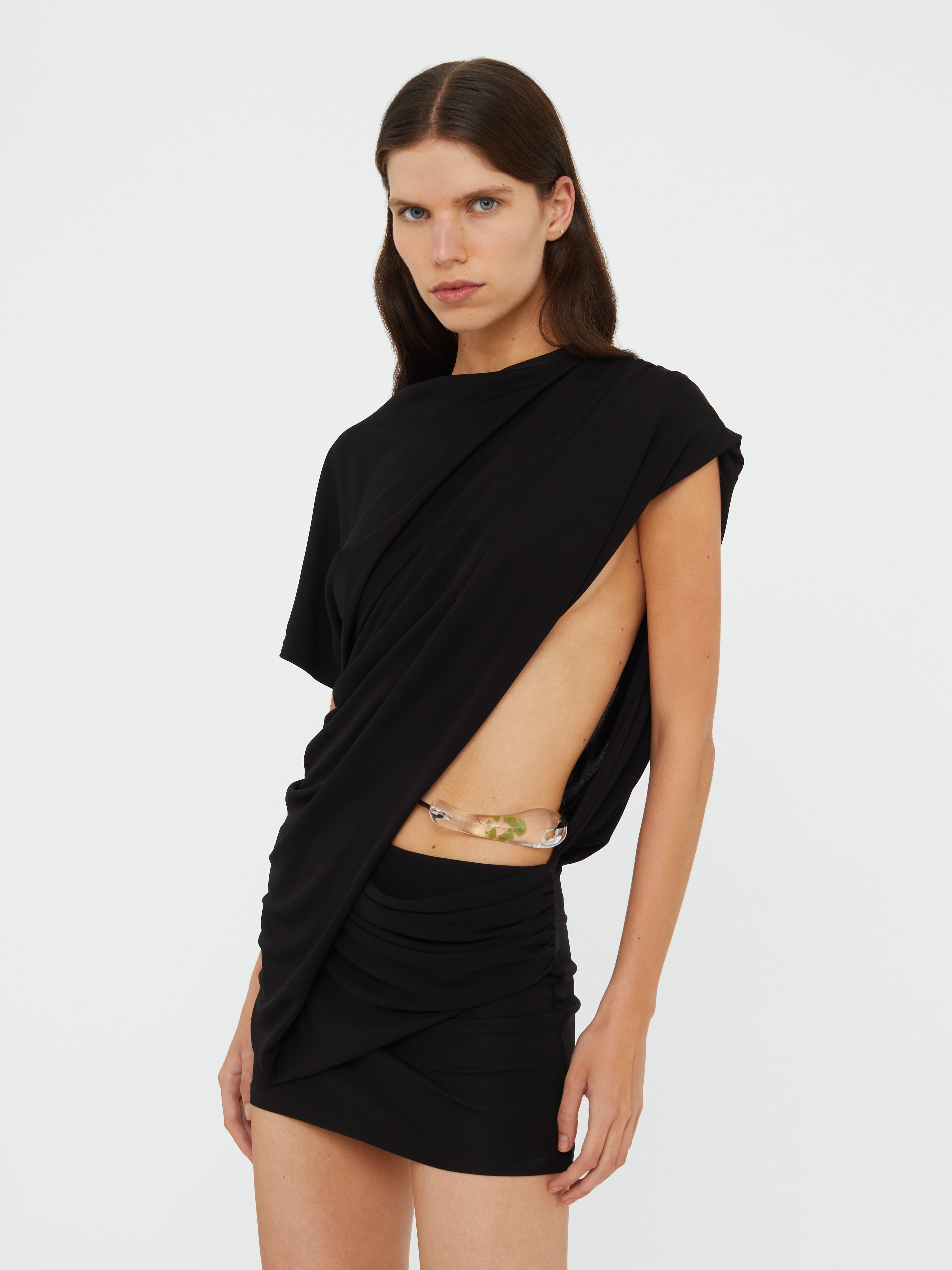 Encased Nature Resin Draped Jersey Dress - 3