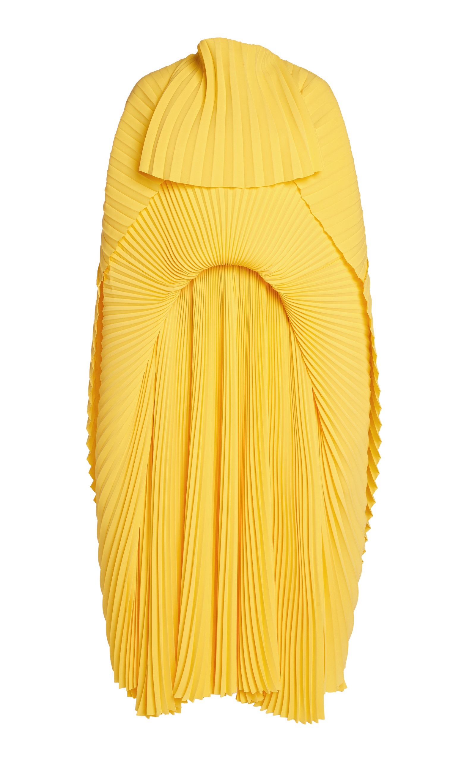 Pleated Crepe Maxi Dress yellow - 7