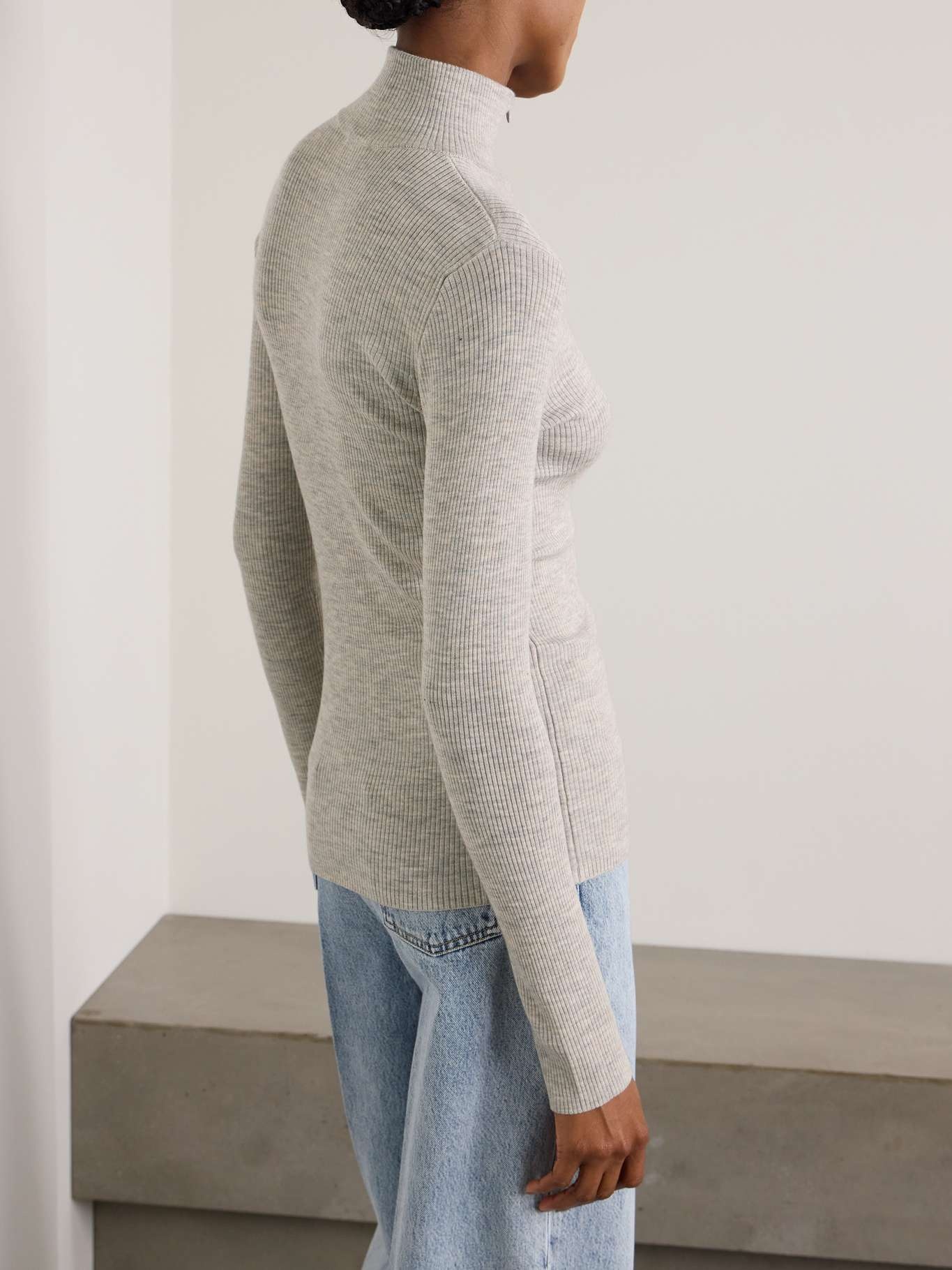 Bead-embellished ribbed wool and cashmere-blend half-zip sweater - 4