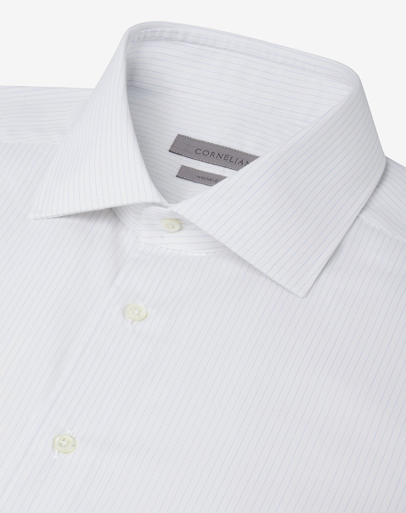 Cotton twill shirt with light blue and white stripes 4