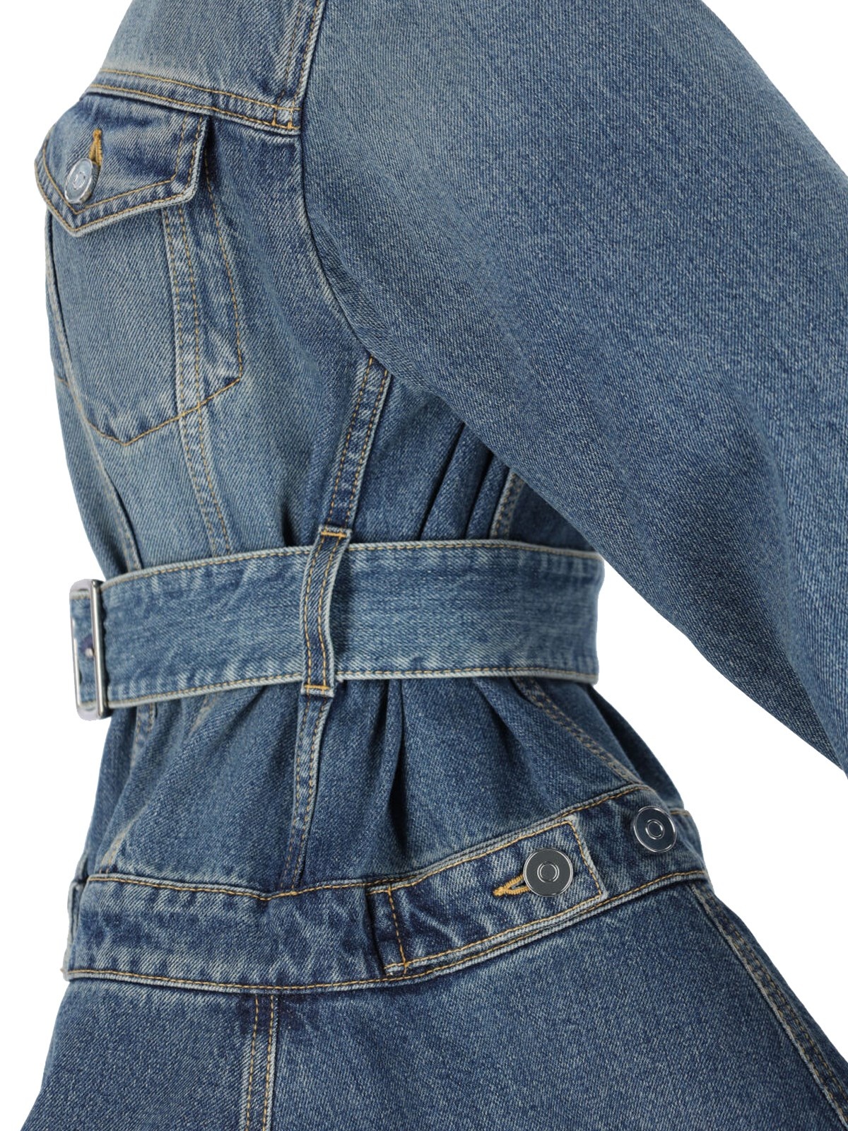 DENIM BELTED JACKET - 4