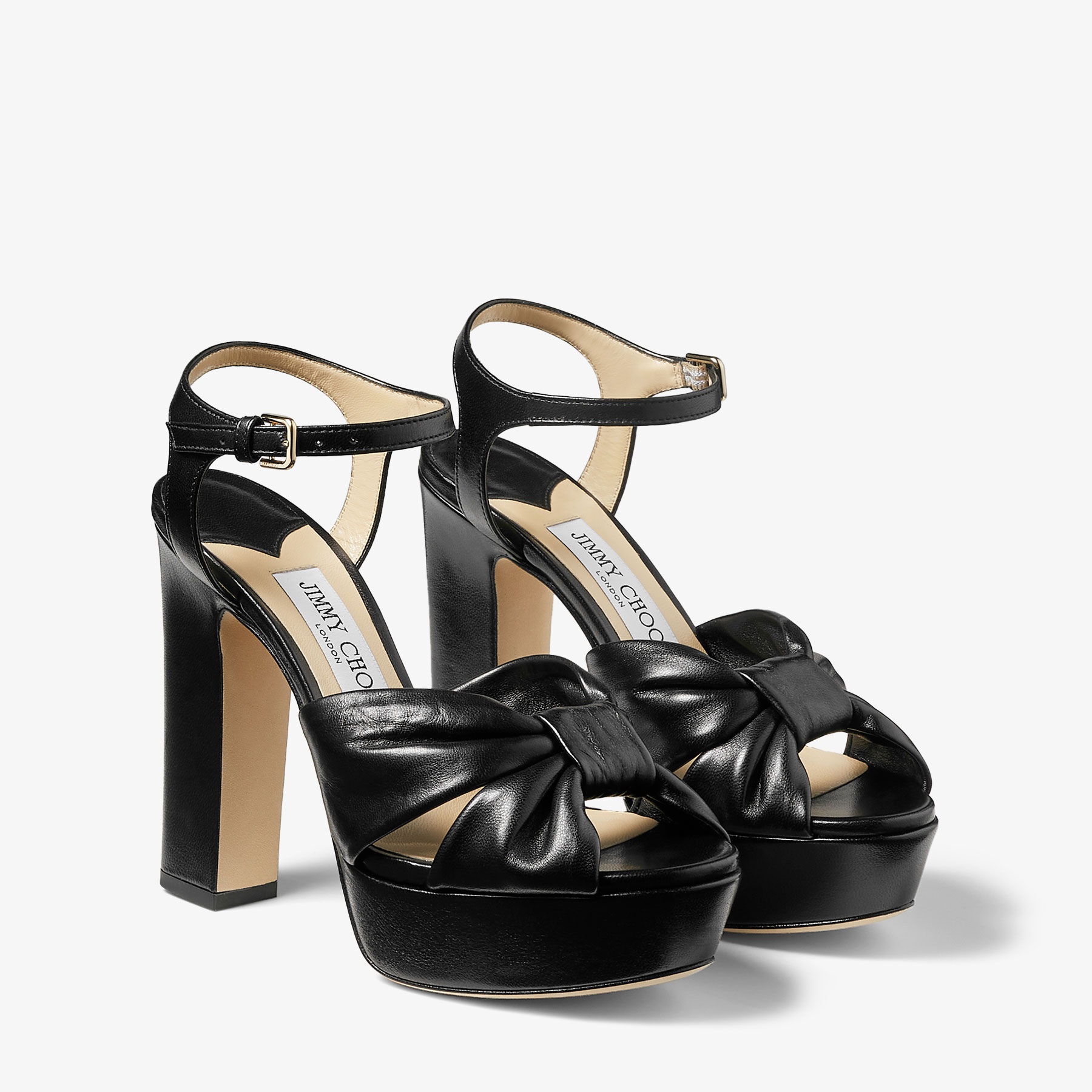 Heloise 120
Black Nappa Leather Platform Sandals - 3