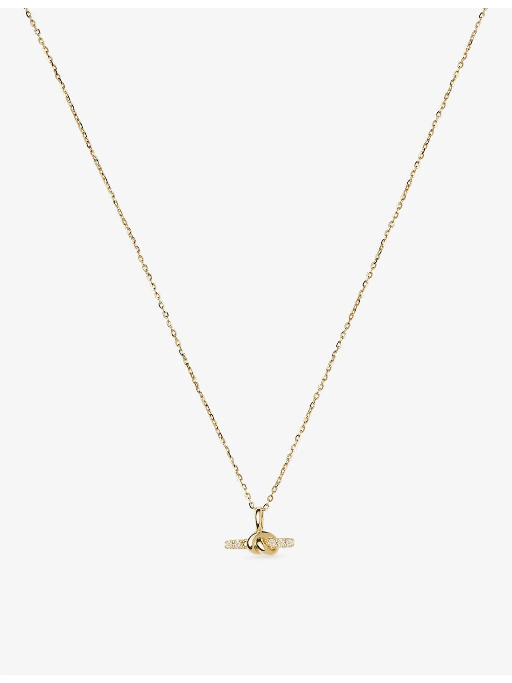 Lucy Williams 14ct Yellow Gold And Lab Grown Diamond T-Bar Pendant Necklace - 1