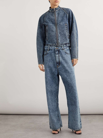 Alaïa Layered jersey-trimmed wide-leg jeans outlook
