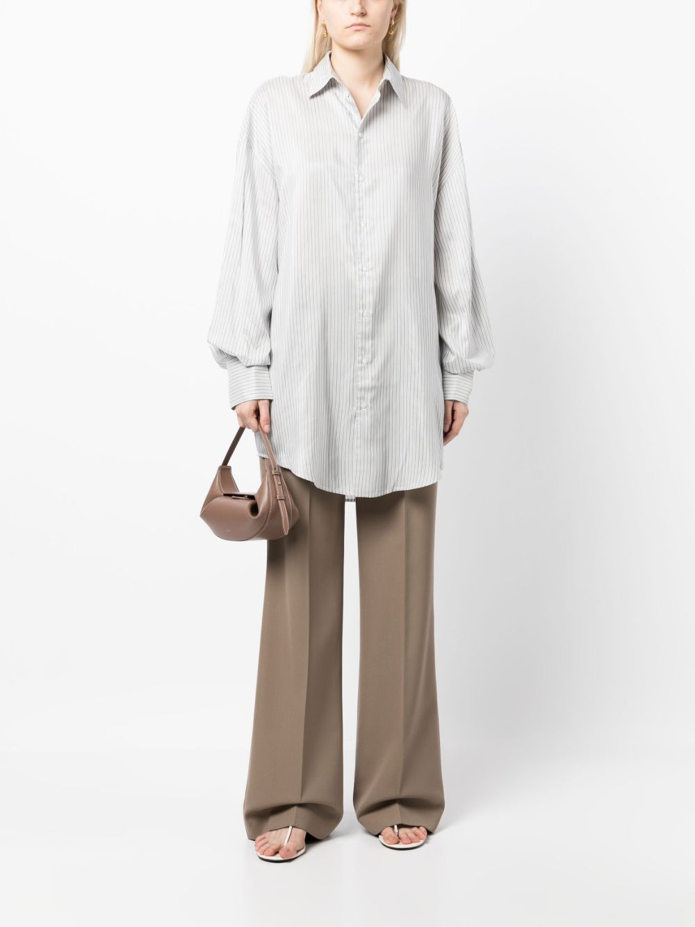long-length striped cotton shirt - 2