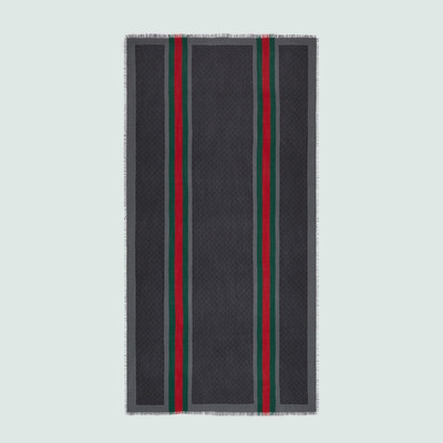 GUCCI Silk wool stole with Web outlook