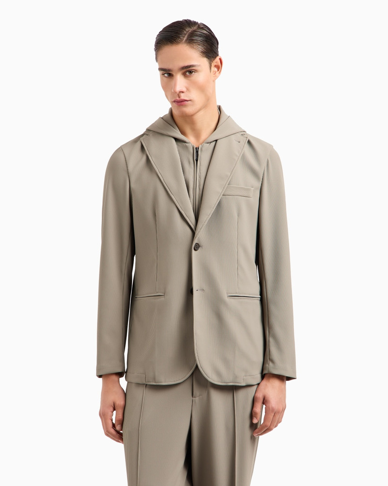 EMPORIO ARMANI CANNETÉ STRETCH NYLON BLAZER WITH DETACHABLE INNER PANEL AND HOOD outlook