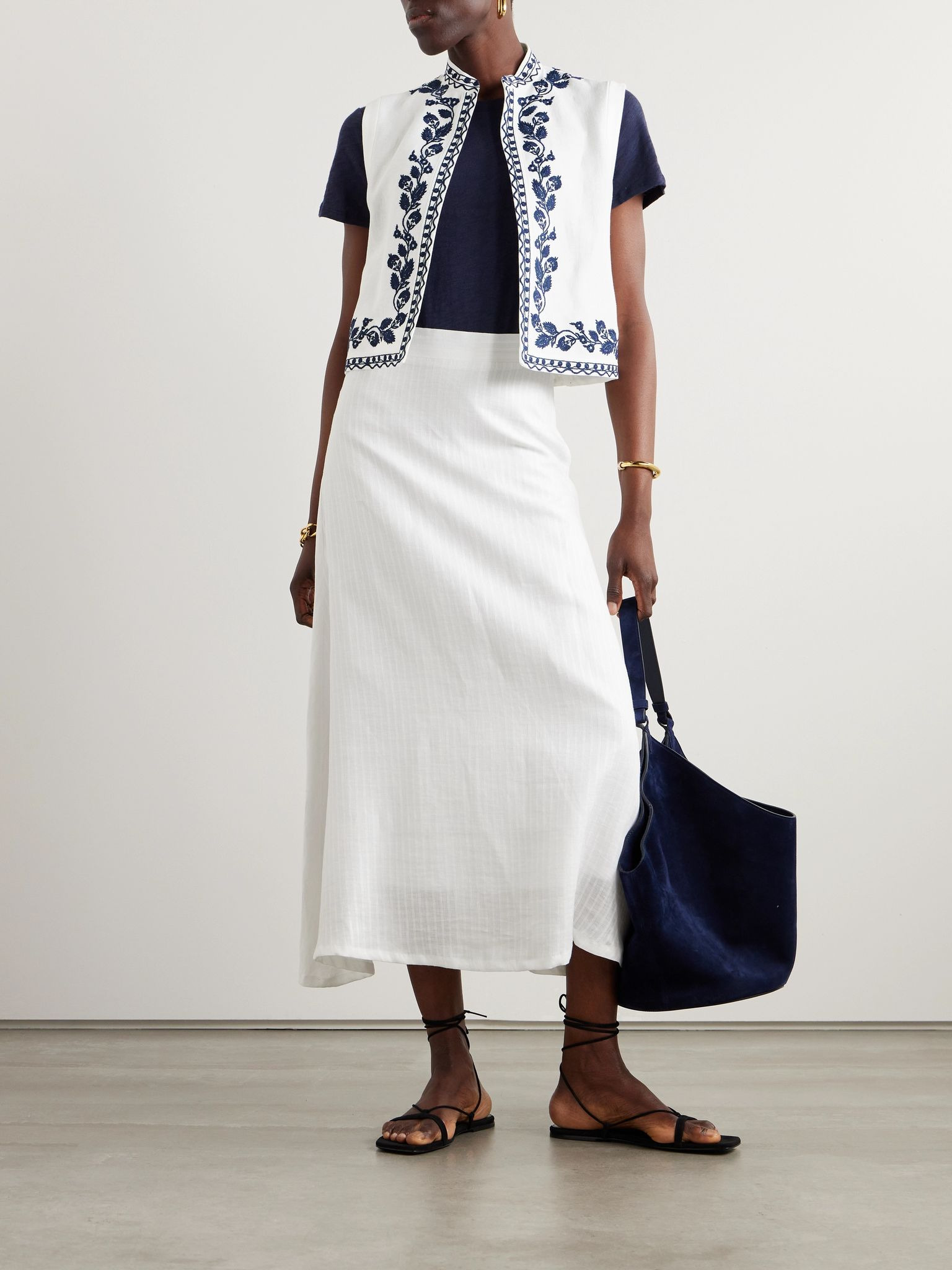 Dabney embroidered linen vest White - 2