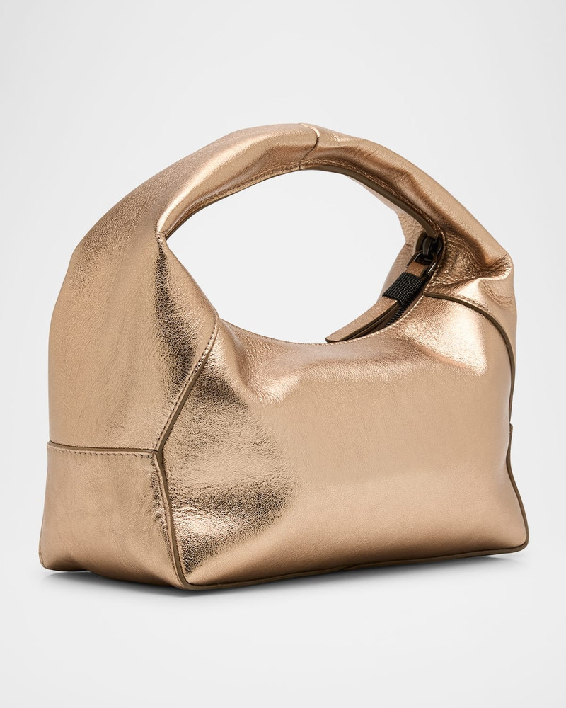 Brunello Cucinelli Metallic Leather Top-Handle Bag outlook