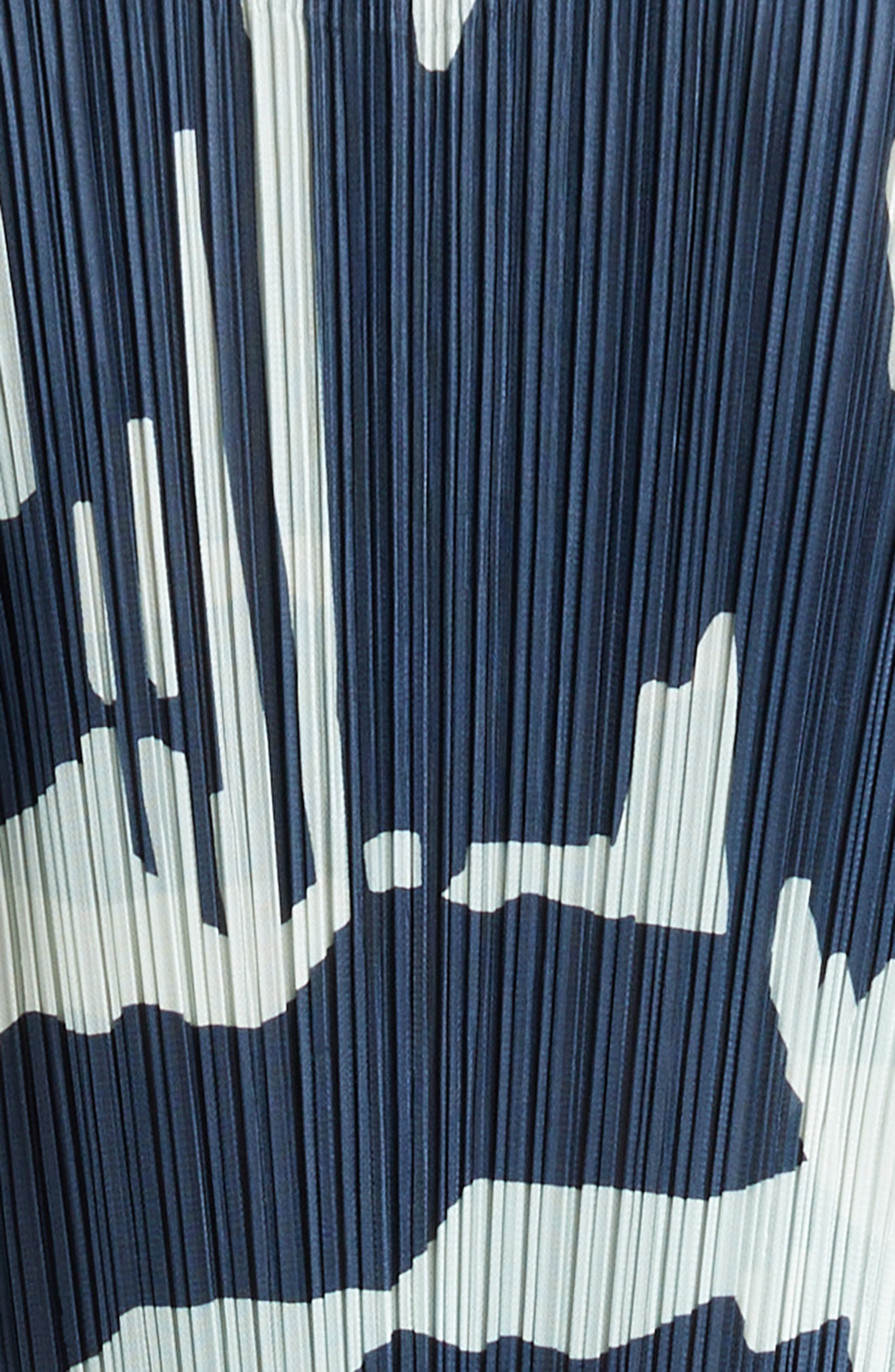 Pleats Please Issey Miyake Refraction Print Pleated Sleeveless Dress in Grayish Navy at Nordstrom - 6
