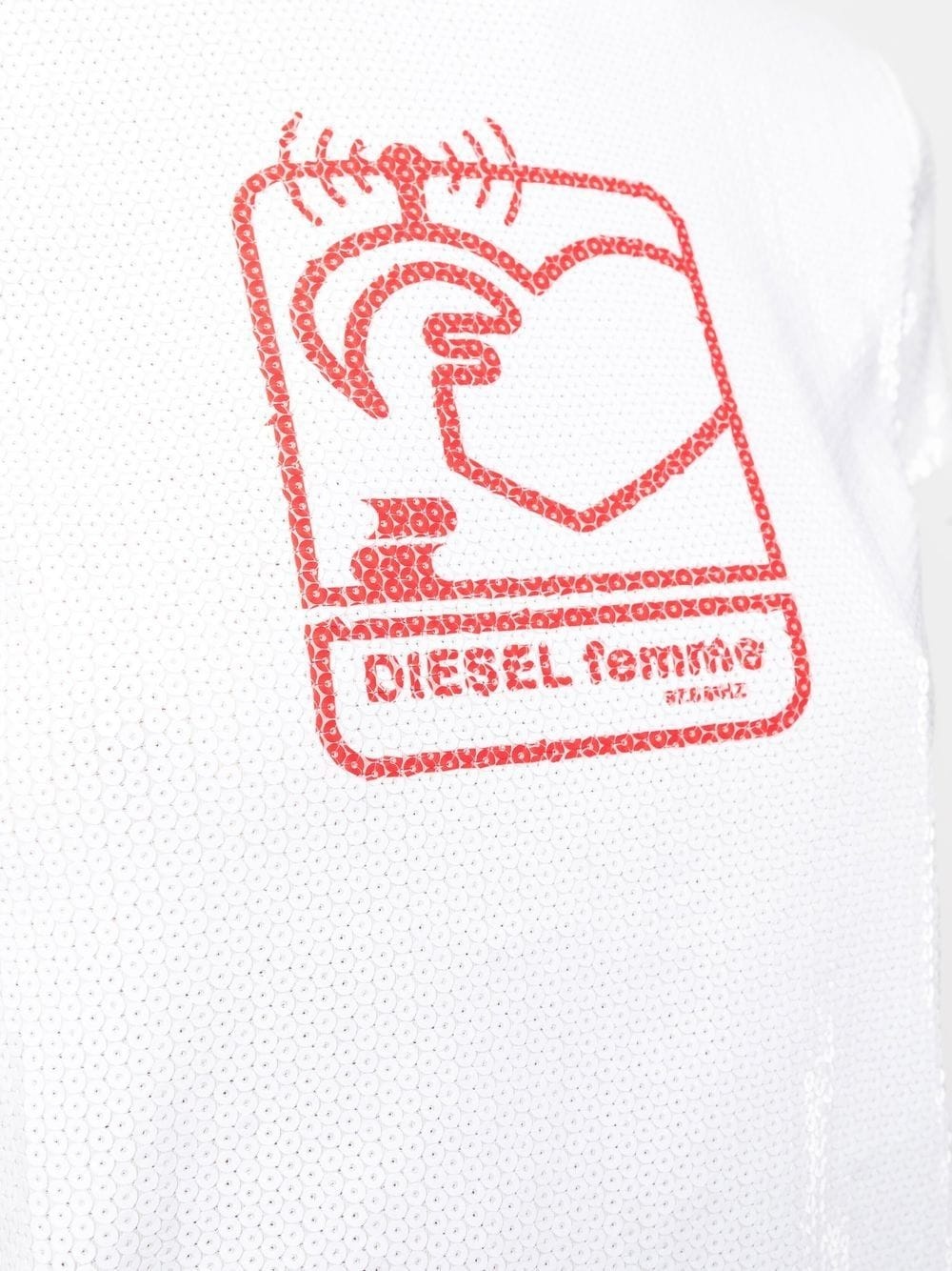 sequin-embellished logo-print T-shirt - 5