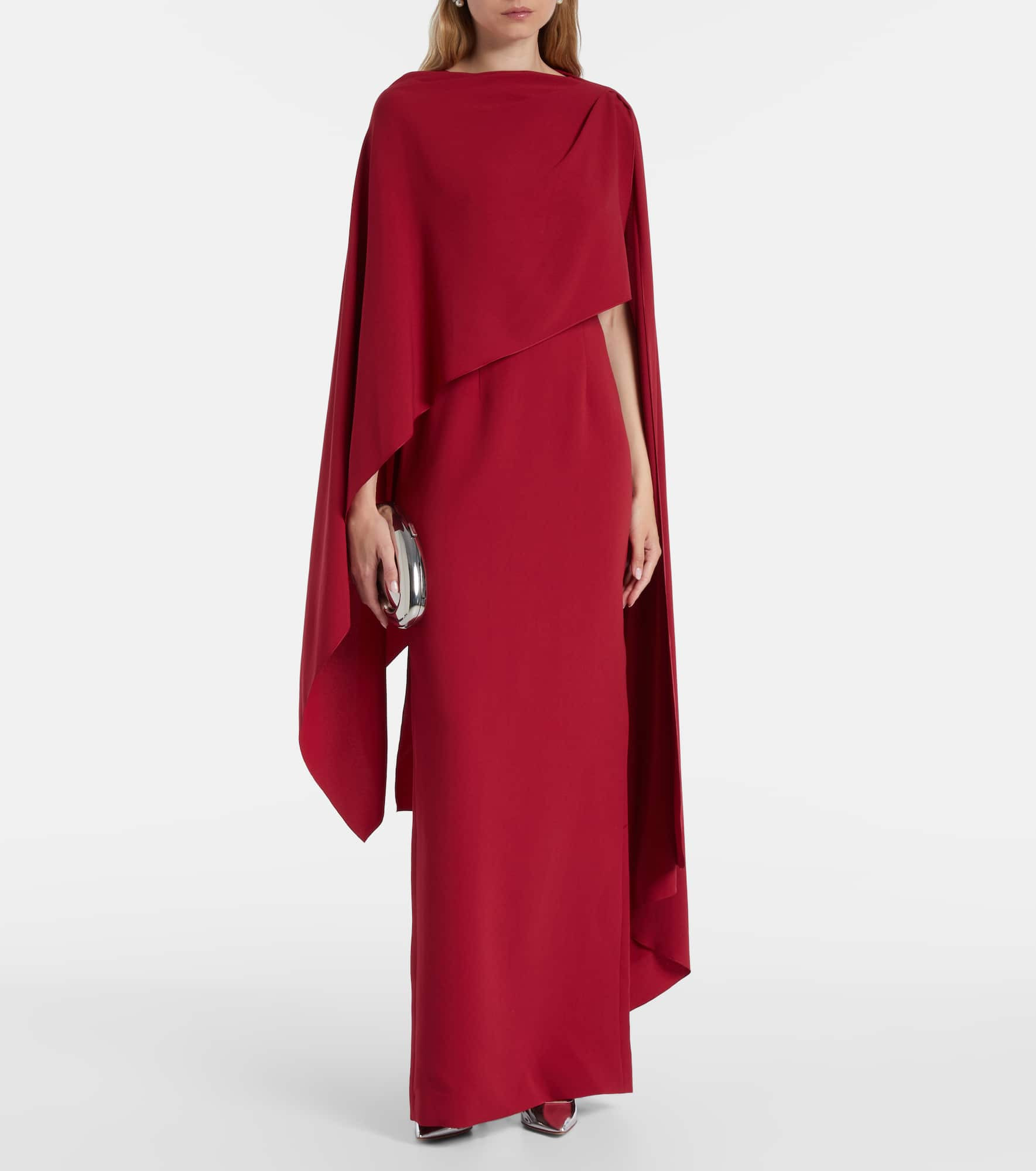 Demetria caped crêpe gown - 2