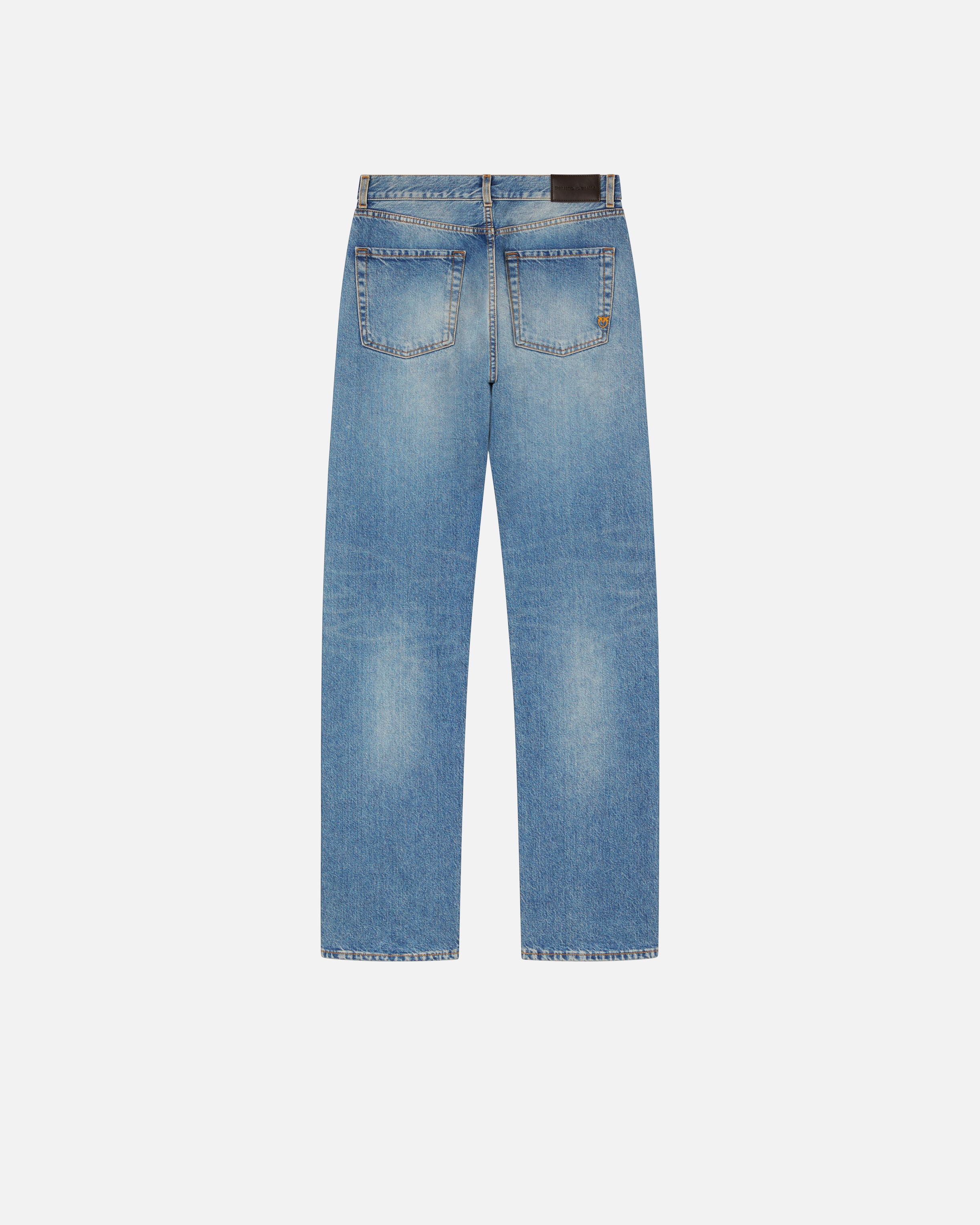 PINKO LOOSE-FIT JEANS IN LIGHT BLUE VINTAGE DENIM | REVERSIBLE