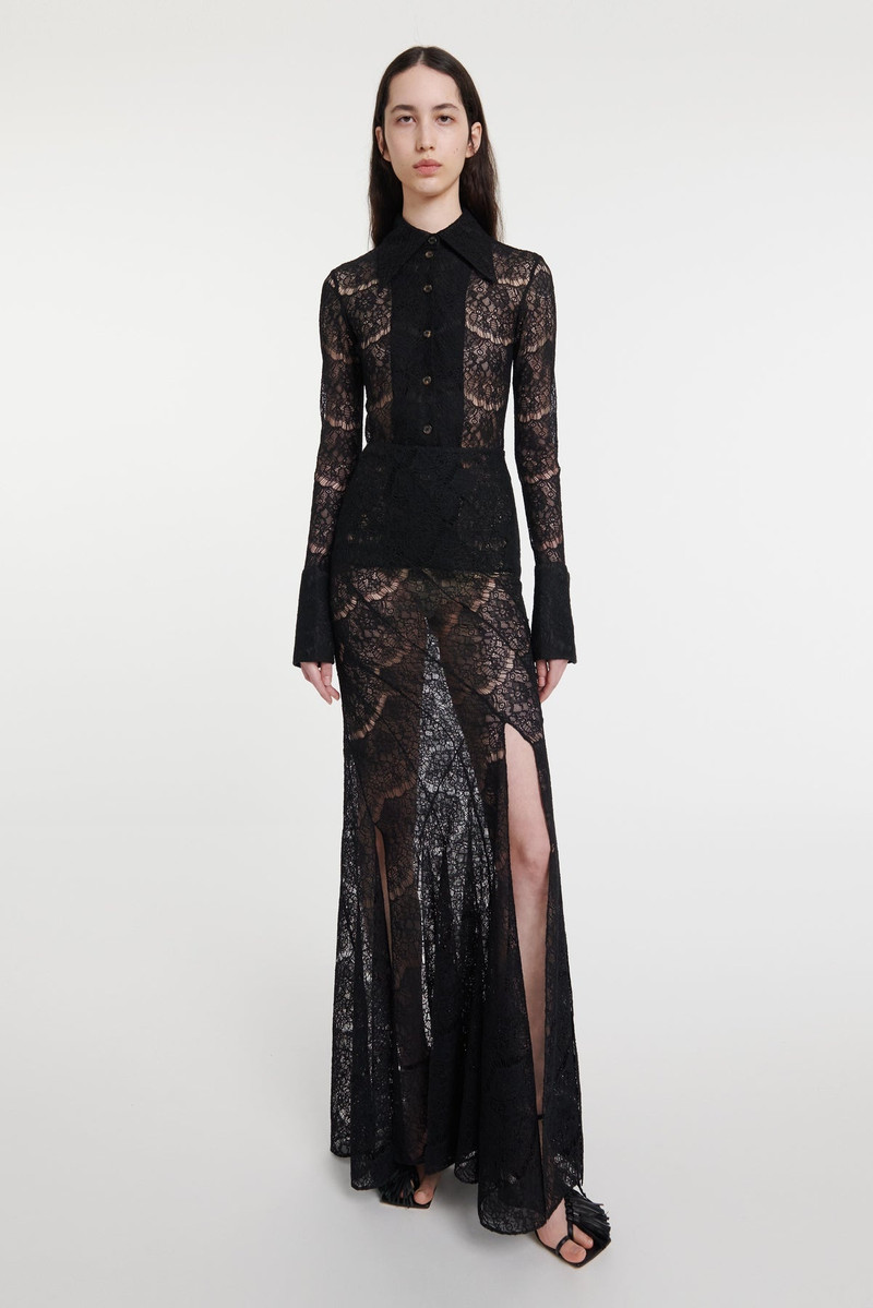 LACE TWISTED MAXI SKIRT BLACK 1