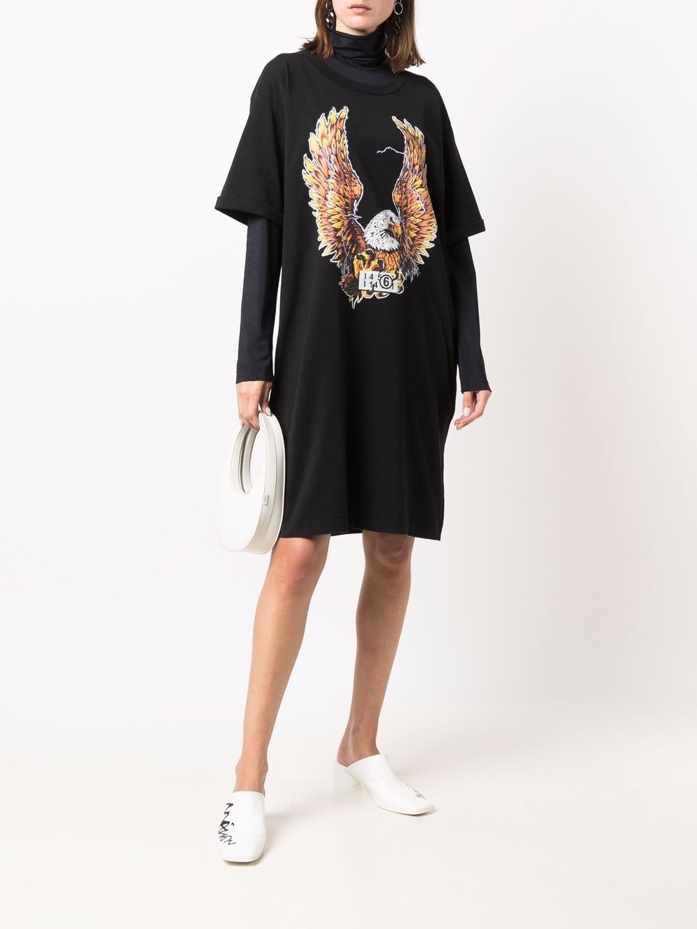 eagle print T-shirt dress - 2