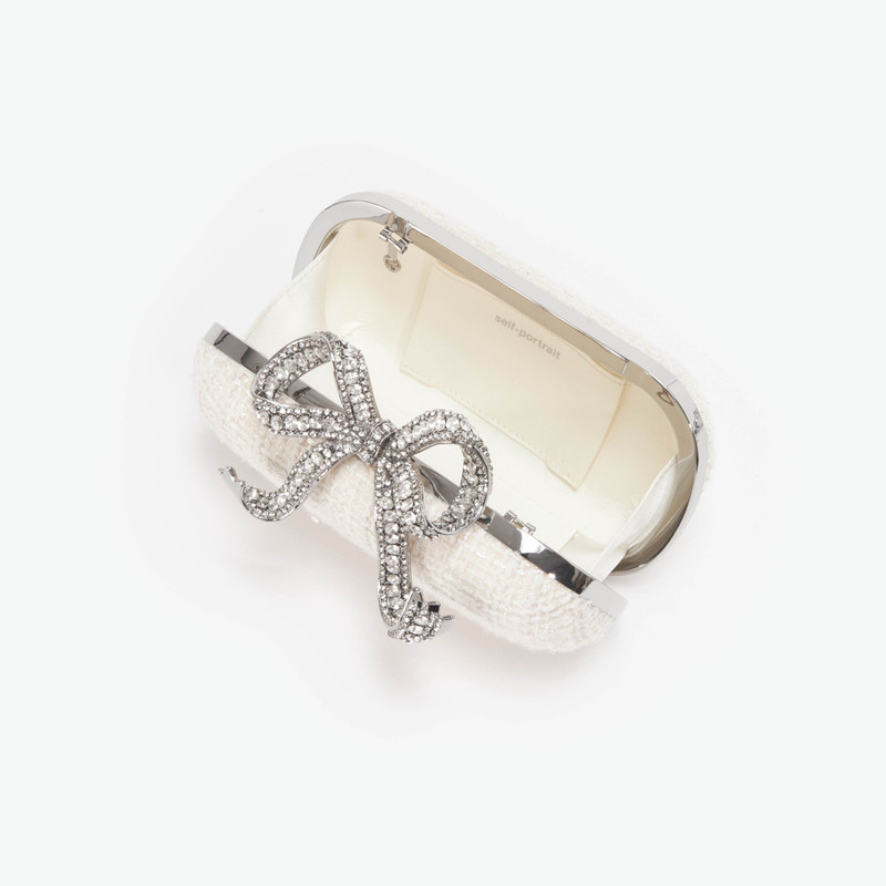 self-portrait Cream Boucle Bow Clutch outlook