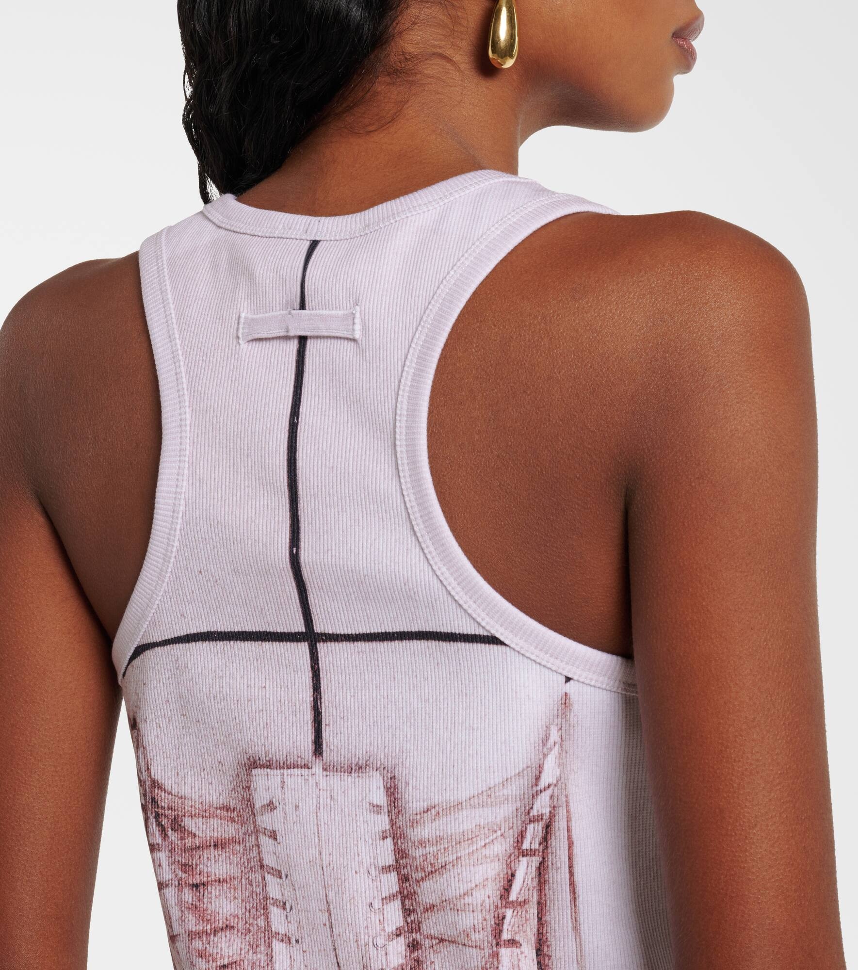 Trompe l'œil cotton-blend jersey tank top - 5