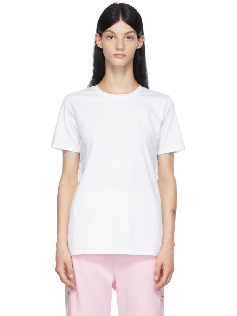 White & Pink Printed Logo T-Shirt 1