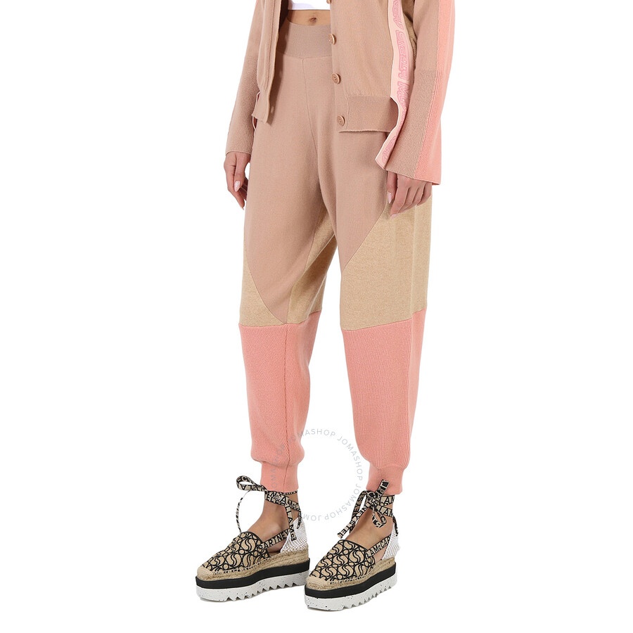 Stella Mccartney Ladies Colorblock Tonal Mix Panelled Wool Track Pants - 4