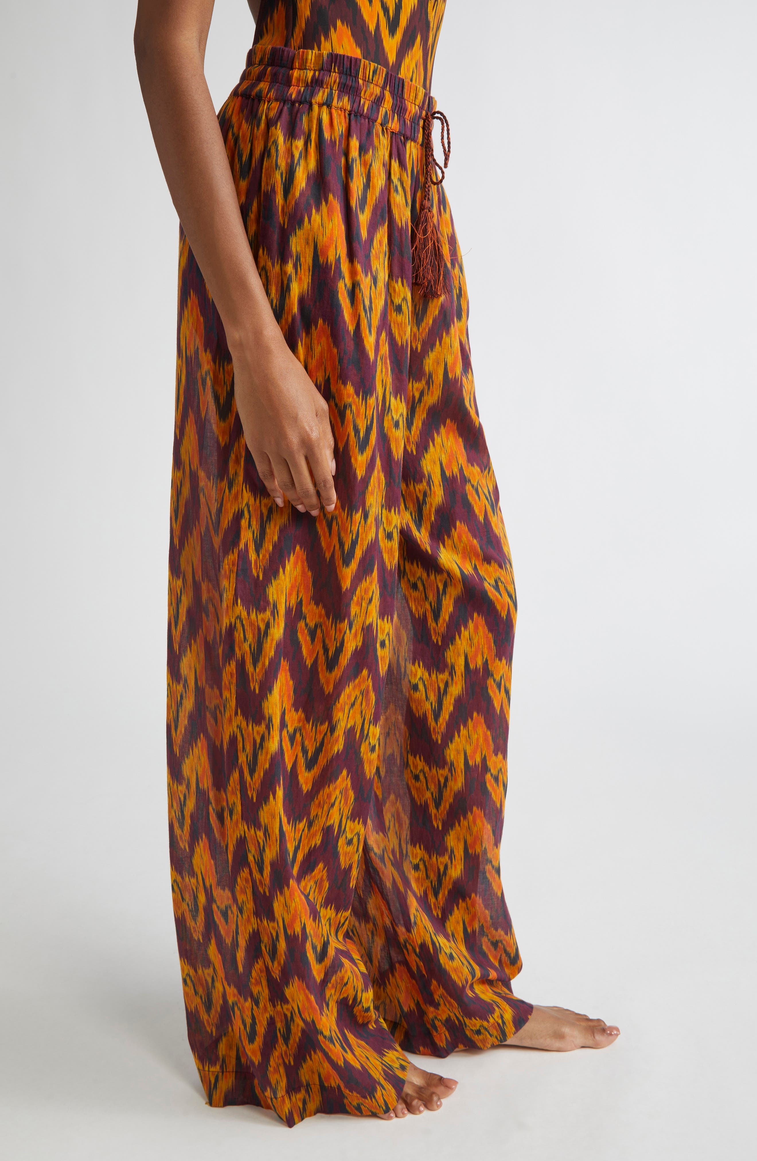 Ulla Johnson Azra Print Wide Leg Cover-Up Pants in Terra at Nordstrom - 4