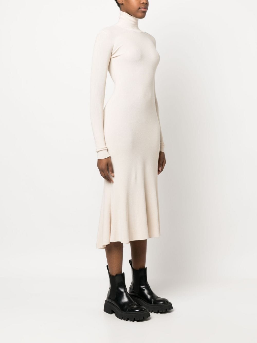 high-neck knitted midi dress - 3