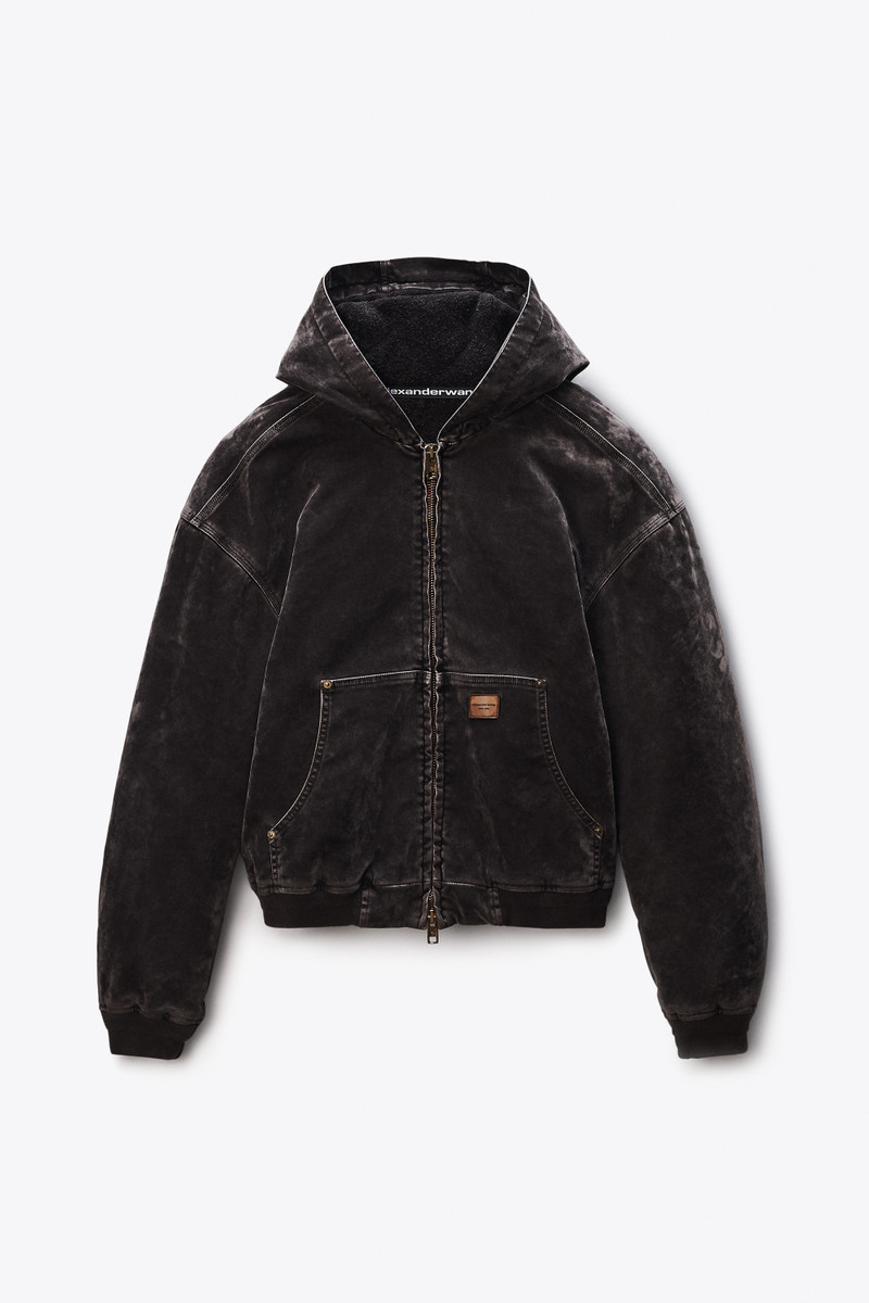 Carpenter Hoodie in Flocked Denim Oversized 1