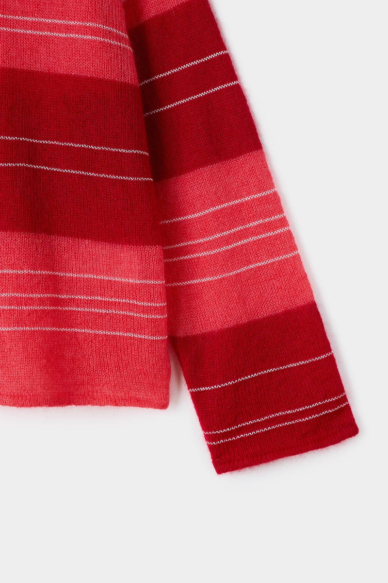 MOHAIR CREWNECK JUMPER / red & pink stripes 6