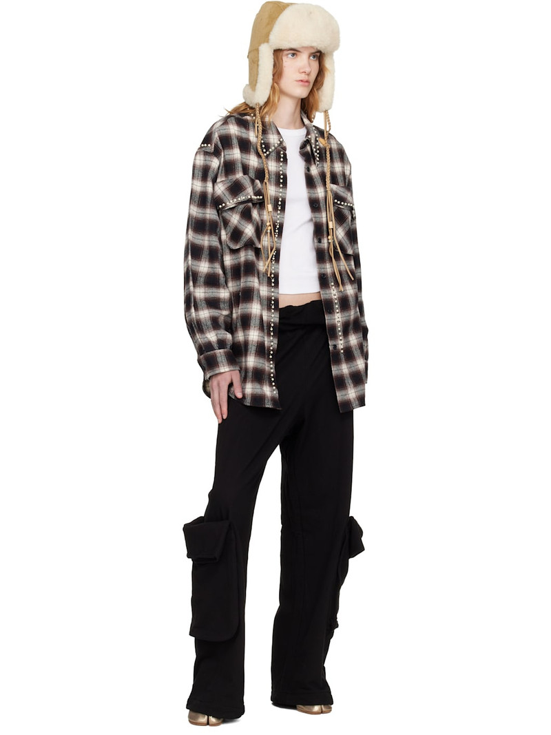 OPEN YY Brown & White Beaded Pocket Shirt outlook