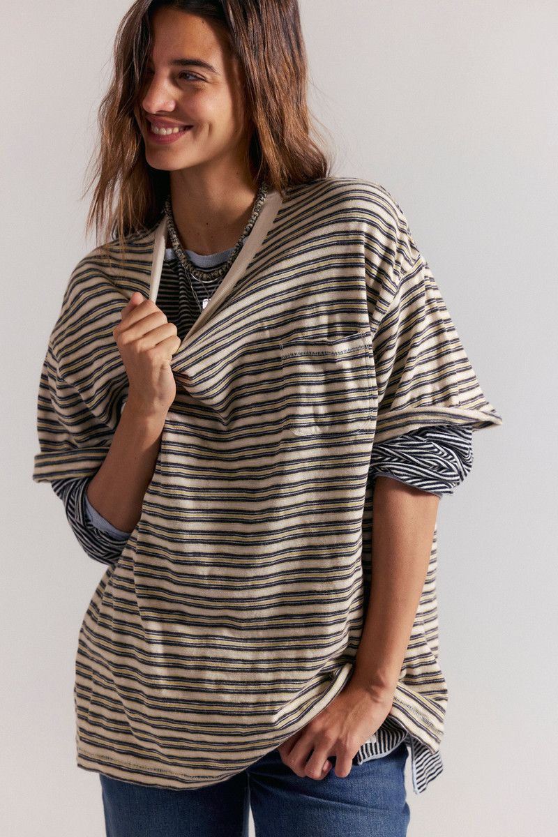 FREE PEOPLE We The Free All Love Striped Pocket Tee outlook