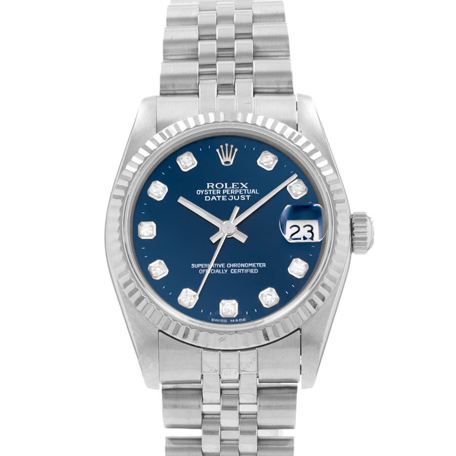 Pre-owned Rolex Datejust Automatic Diamond Blue Dial Men's Watch 68274 BLDJ - 1