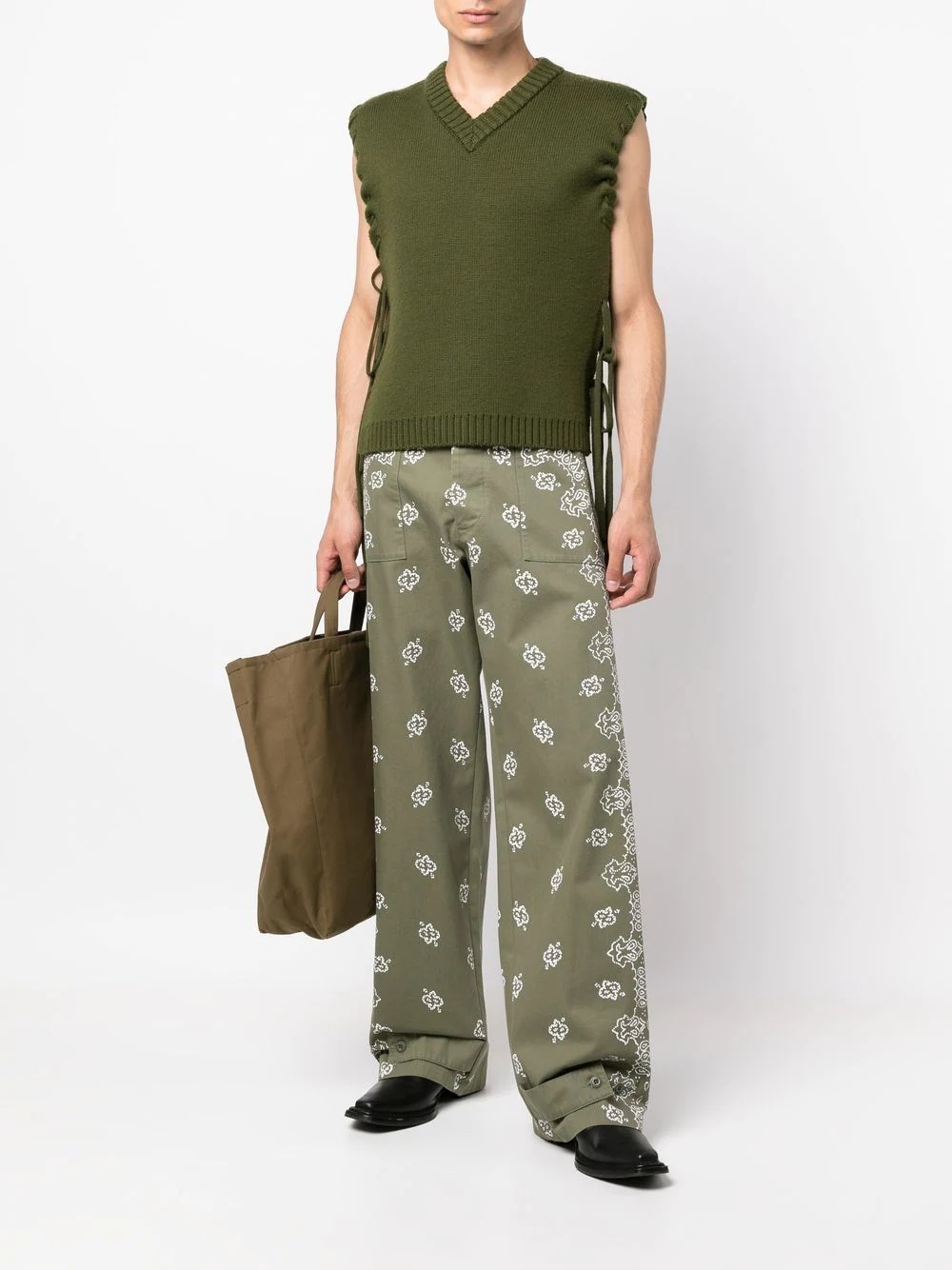 bandana-print straight trousers - 2