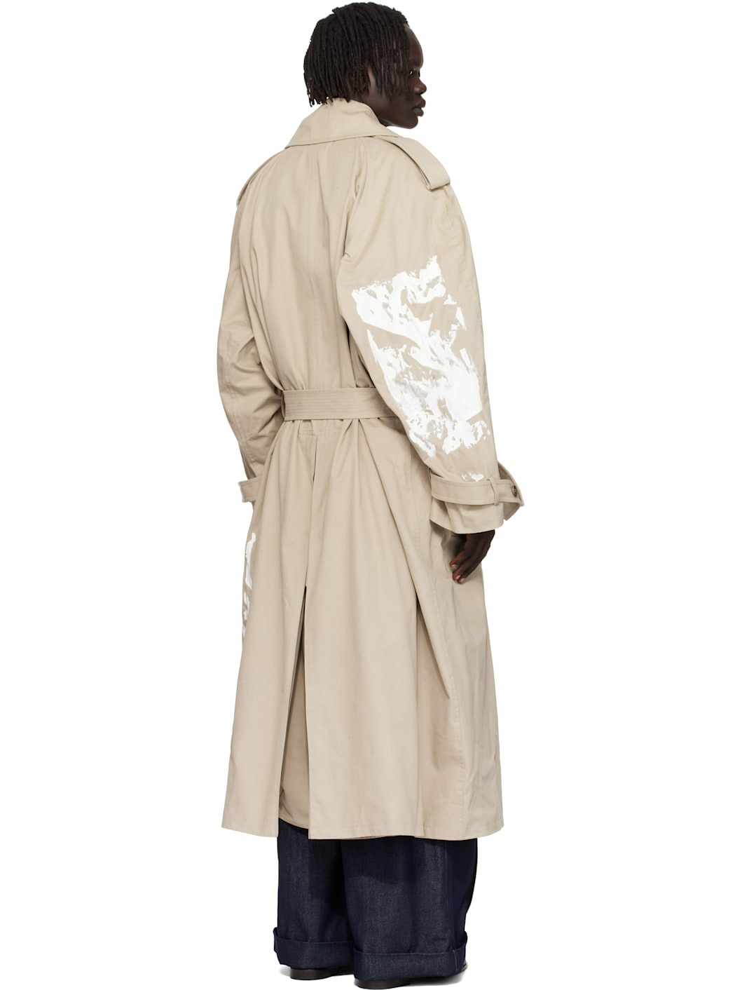 Beige Painted Trench Coat - 3