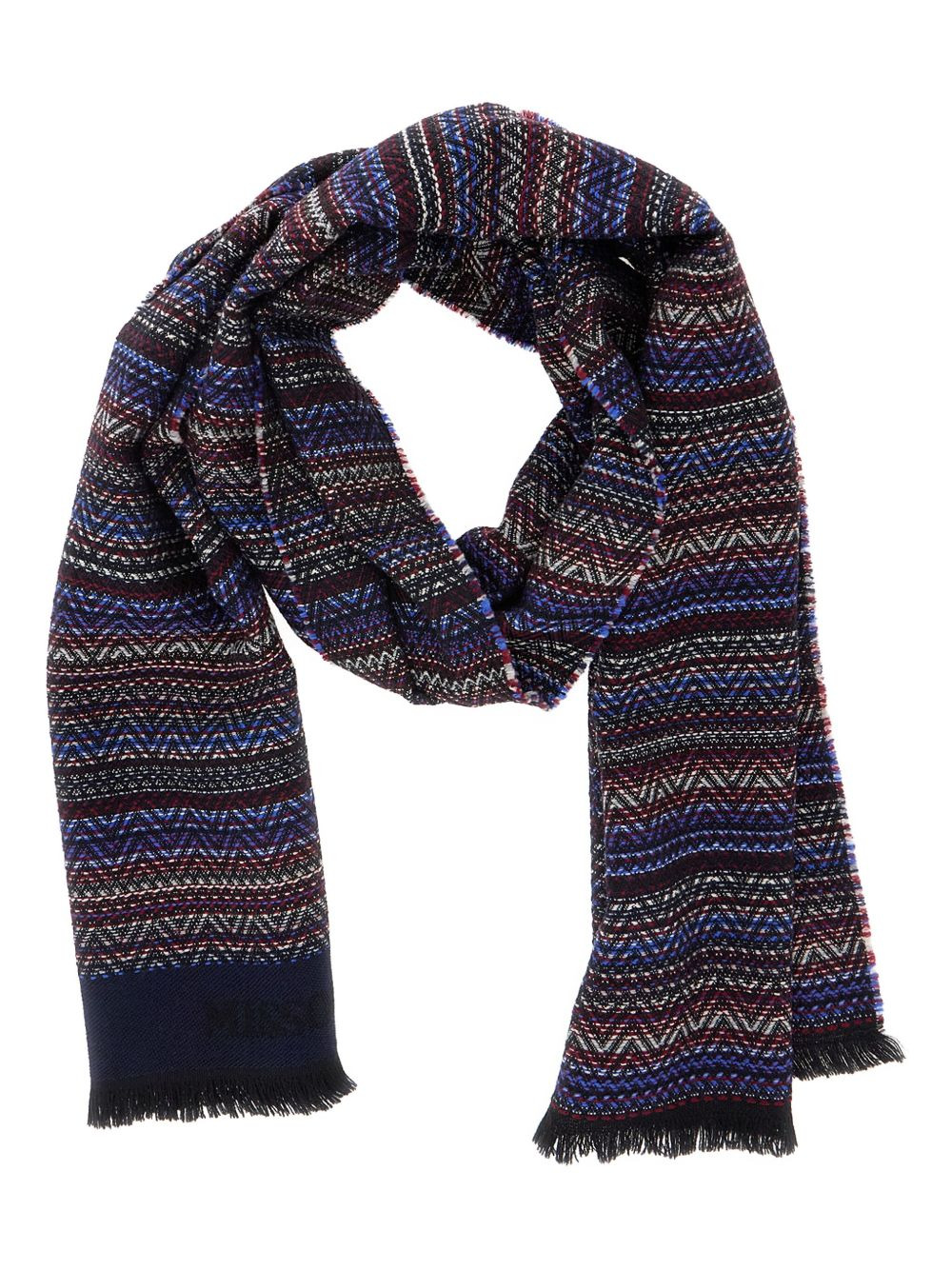 patterned fringed scarf - 3
