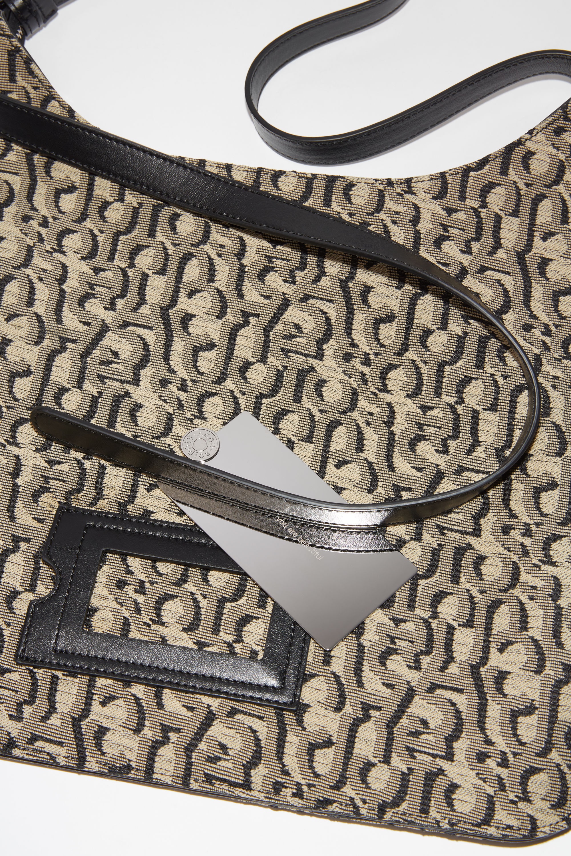 Platt shoulder bag - Beige/black - 5