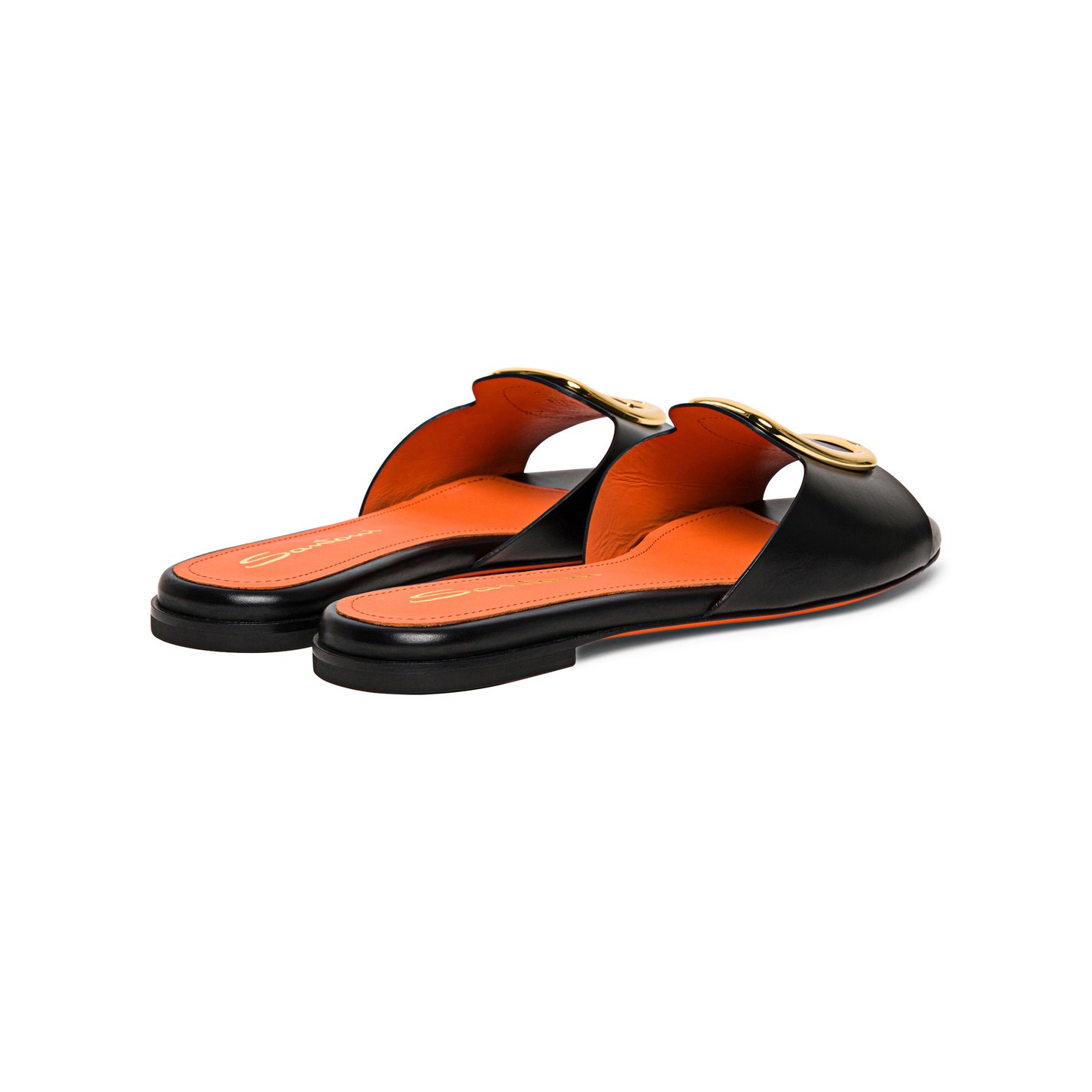 Women's black leather slide sandal - 3