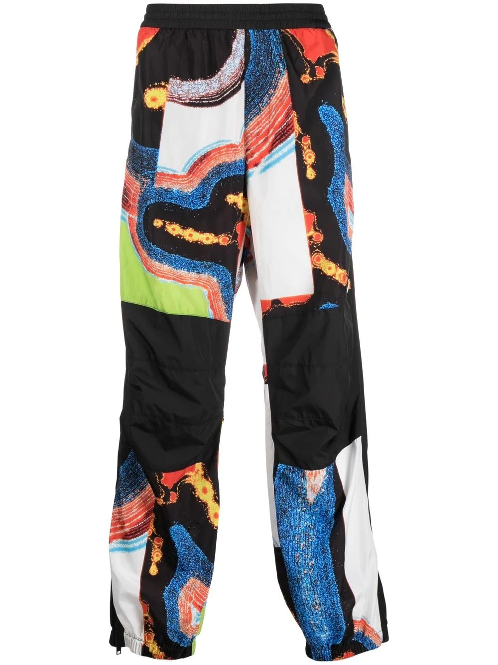 abstract-pattern paneled track pants - 1