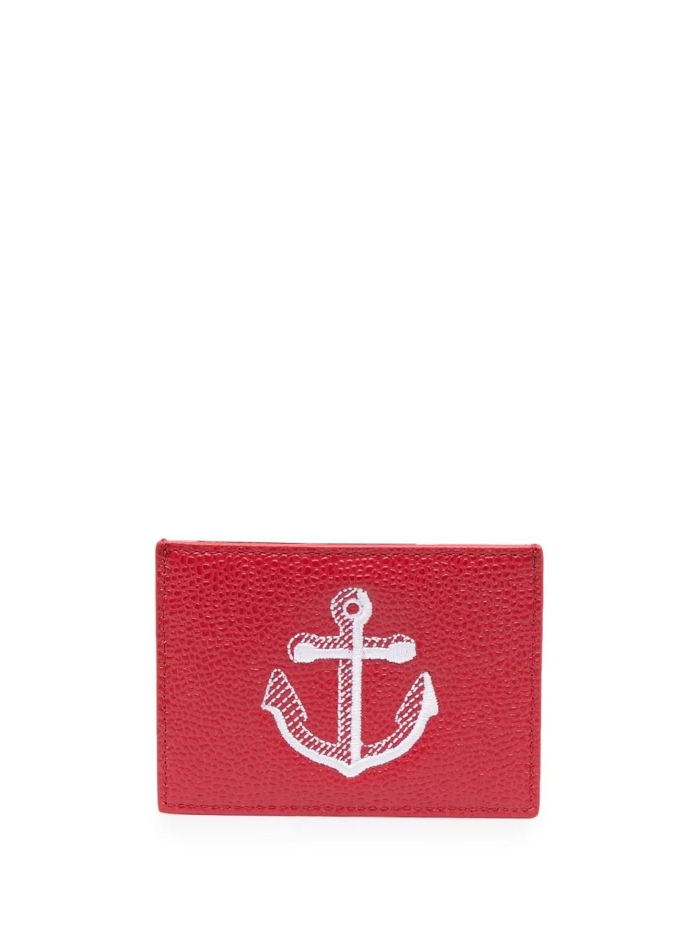 anchor-embroidered leather cardholder - 1