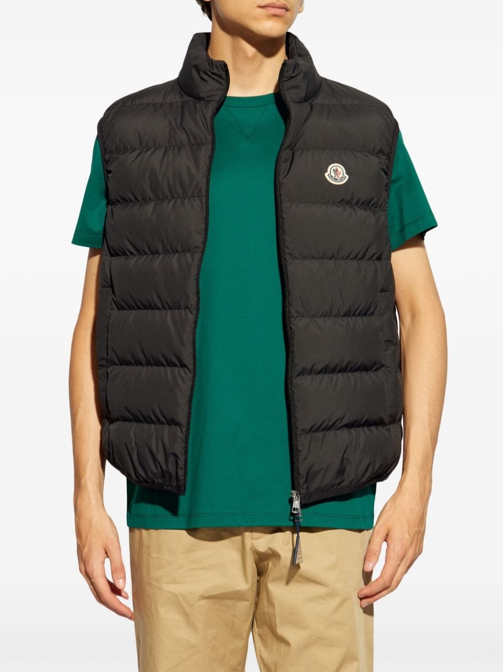 mock neck logo patch down gilet - 3
