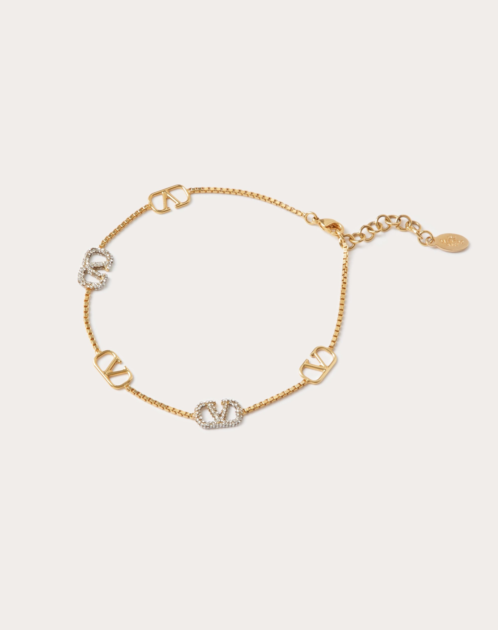 VLOGO SIGNATURE METAL AND SWAROVSKI® CRYSTAL ANKLET - 3