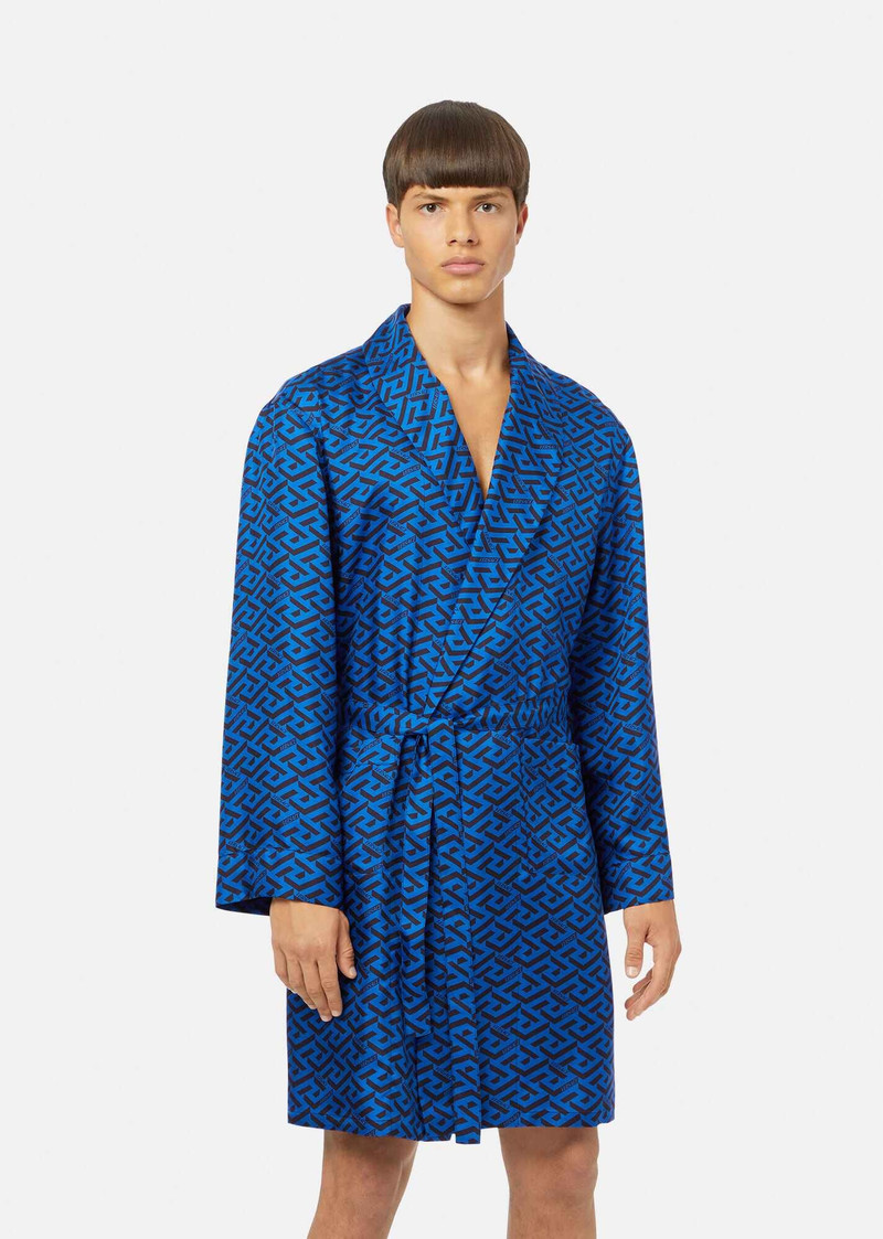 VERSACE La Greca Print Silk Robe outlook