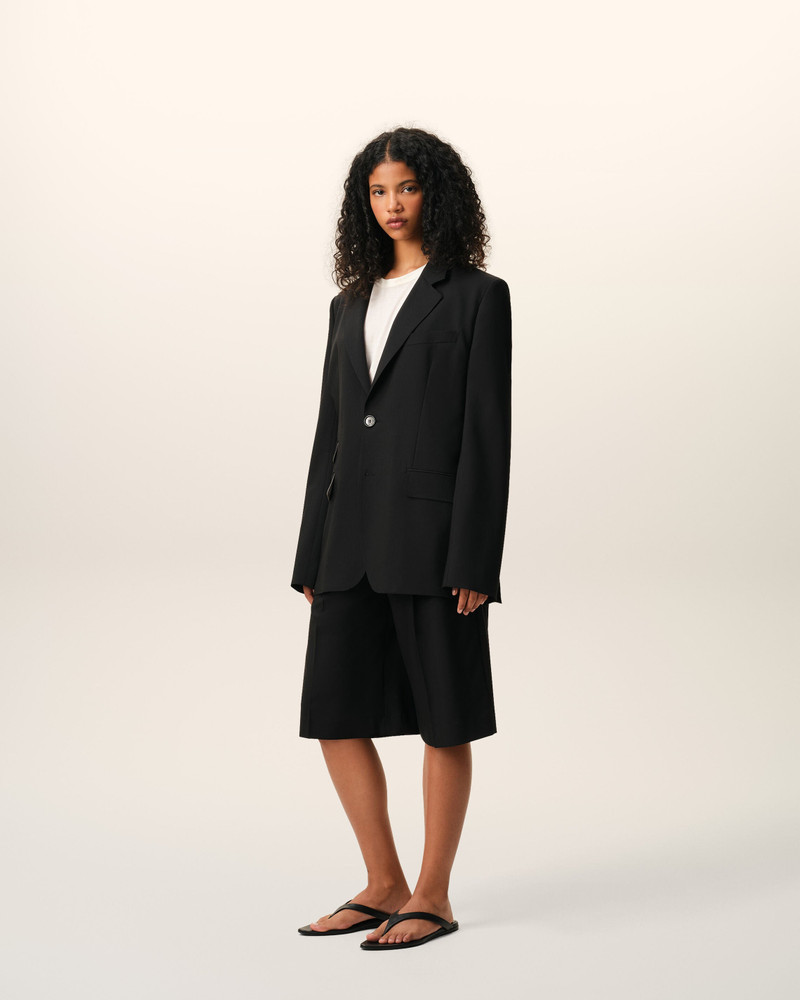 BLACK NEW WOOL SINGLE BREASTED BOXY JACKET 6
