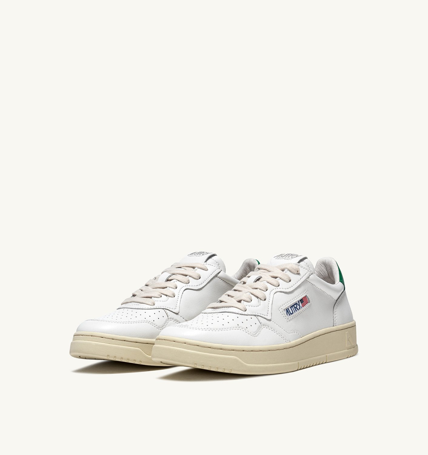 MEDALIST LOW SNEAKERS IN WHITE AND GREEN LEATHER - 2